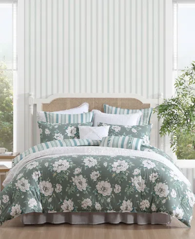 LAURA ASHLEY WISLEY FLORAL REVERSIBLE 7-PC. COMFORTER SET, FULL/QUEEN