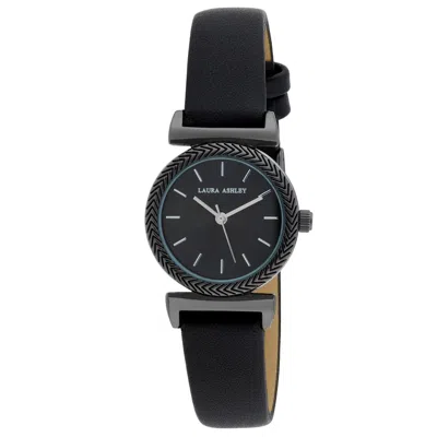 LAURA ASHLEY LAURA ASHLEY WOMEN'S 27MM T BAR FLUTED BEZEL VEGAN LEATHER STRAP WATCH (LA2101)