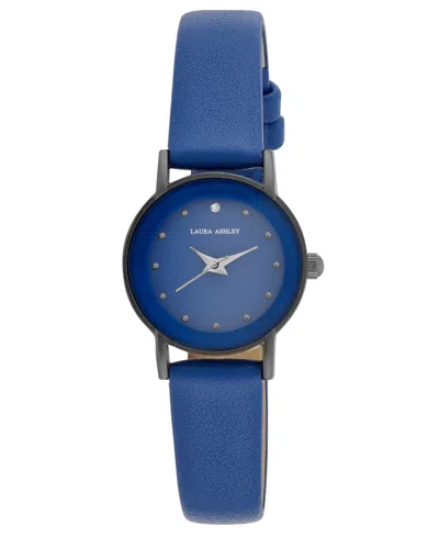 LAURA ASHLEY WOMEN'S QUARTZ BLUE LEATHER WATCH, 24MM