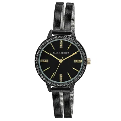 LAURA ASHLEY LAURA ASHLEY WOMENS 32MM CRYSTAL BEZEL SUNRAY DIAL SPLIT MESH BAND WATCH