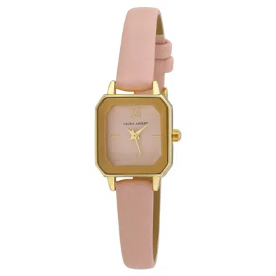 LAURA ASHLEY LAURA ASHLEY WOMENS FACETED 22MM TANK CASE VEGAN LEATHER STRAP WATCH