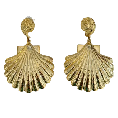 LAURA GRAY WOMEN'S 24K GOLD PLATE SEA SHELL EARRINGS