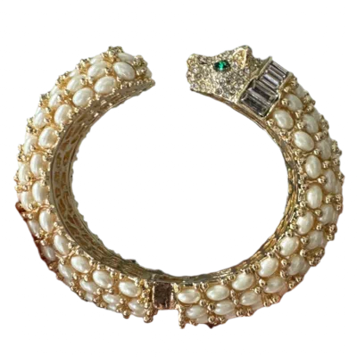 LAURA GRAY WOMEN'S WHITE PEARL PANTHER BRACELET