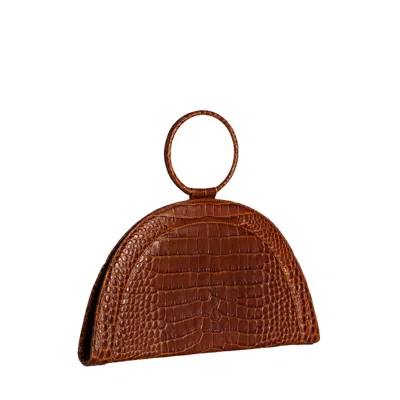 LAURA OLARU WOMEN'S FANY MAXI BROWN CROCO LEATHER BAG