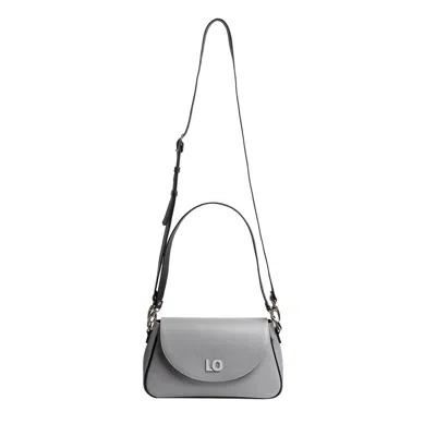 LAURA OLARU WOMEN'S LEYLA GREY LEATHER BAG WITH BLACK STRAPS