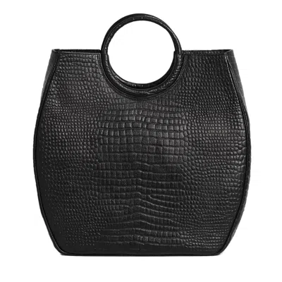 LAURA OLARU WOMEN'S NATHALIE BLACK CROCO LEATHER BAG