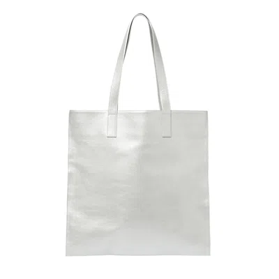 LAURA OLARU WOMEN'S SHOPPER MAXI SILVER LEATHER BAG