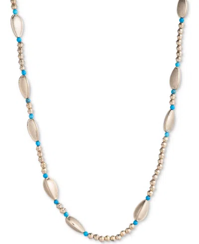 RALPH LAUREN SILVER-TONE & STONE BEADED 32" STRAND NECKLACE