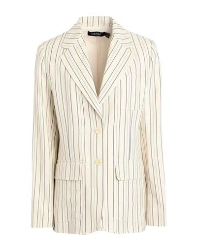 RALPH LAUREN LAUREN RALPH LAUREN WOMAN BLAZER IVORY SIZE 8 VISCOSE, COTTON, LINEN