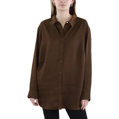 LAUREN RALPH LAUREN WOMENS COLLARED WORK WEAR BUTTON-DOWN TOP