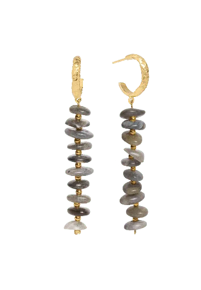 LAVANI JEWELS WOMEN'S GREEN MIZU GREY HOOPS