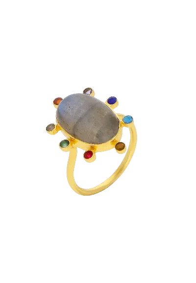 LAVANI JEWELS WOMEN'S GREY DHARMA MULTICOLOR RING