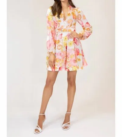 LAVENDER BROWN VIENNA DRESS IN PEACH MULTI