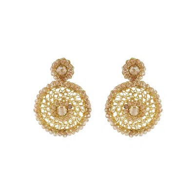 LAVISH BY TRICIA MILANEZE WOMEN'S GOLD / NEUTRALS AMBER & GOLD MINERVA DROP HANDMADE CROCHET EARRINGS