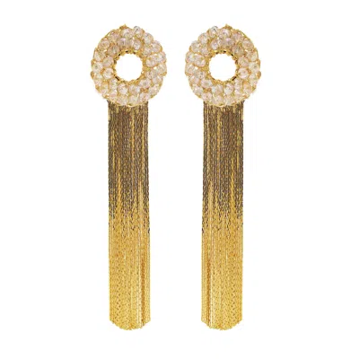 LAVISH BY TRICIA MILANEZE WOMEN'S GOLD / NEUTRALS CLEAR & GOLD SADIE HANDMADE EARRINGS