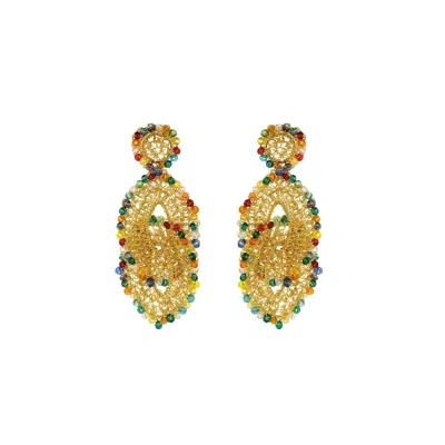 LAVISH BY TRICIA MILANEZE WOMEN'S MULTICOLOR & GOLD MINERVA HANDMADE CROCHET EARRINGS