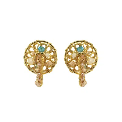 LAVISH BY TRICIA MILANEZE WOMEN'S NEUTRALS / GOLD / BLUE SEAFOAM BLUE MIX MOIRA POST DANGLE HANDMADE EARRINGS