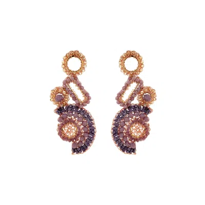 LAVISH BY TRICIA MILANEZE WOMEN'S PURPLE / NEUTRALS / GOLD BREEZE LAVENDER MIX ALTHEA DANGLE HANDMADE EARRINGS