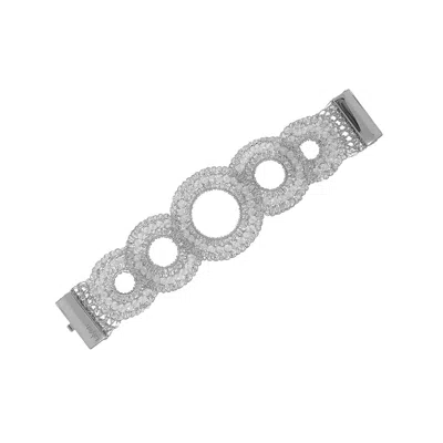 LAVISH BY TRICIA MILANEZE WOMEN'S NEUTRALS / SILVER CLEAR & SILVER GUSH HANDMADE CROCHET BRACELET