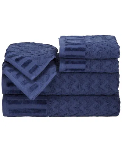 LAVISH HOME LAVISH HOME CHEVRON EGYPTIAN COTTON 6PC TOWEL SET
