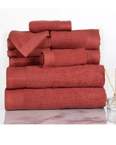 LAVISH HOME LAVISH HOME RIBBED COTTON 10PC WASHCLOTH TOWEL SET