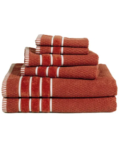 LAVISH HOME LAVISH HOME RICE WEAVE 6PC COTTON TOWEL SET
