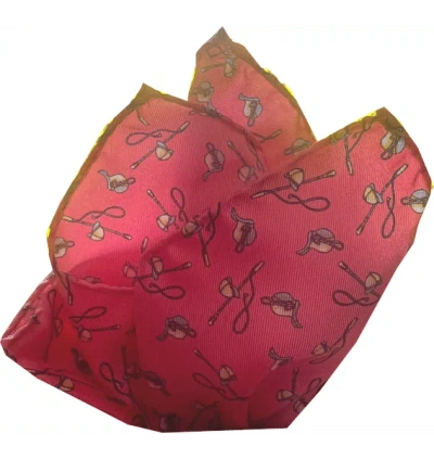 LAZYJACK PRESS MEN'S ORANGE HOT TO TROT POCKET SQUARE IN CORAL