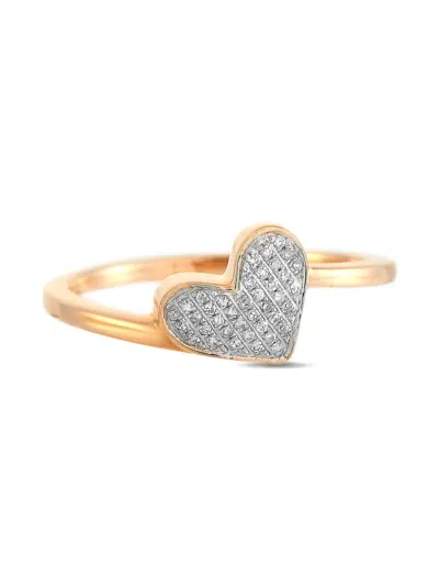 LB EXCLUSIVE 14K ROSE GOLD HEART-MOTIF DIAMOND RING