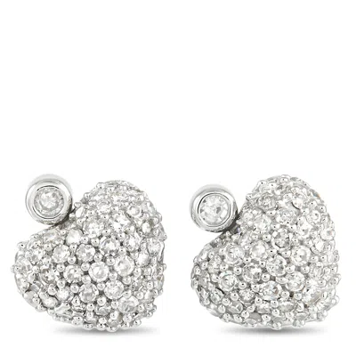 LB EXCLUSIVE 14K WHITE GOLD 0.25 CT DIAMOND HEART EARRINGS