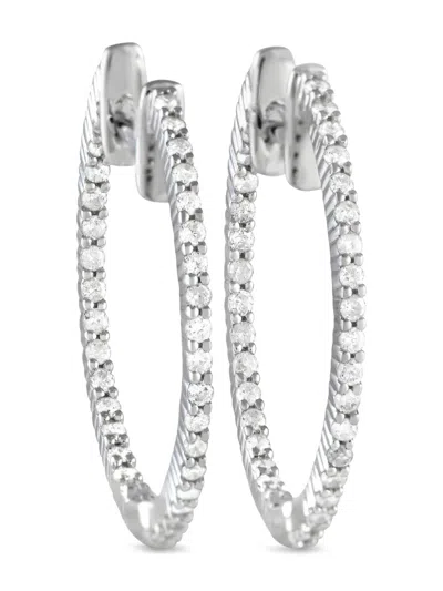 LB EXCLUSIVE 14K WHITE GOLD INSIDE-OUT DIAMOND HOOP EARRINGS