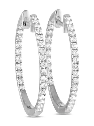 LB EXCLUSIVE 14K WHITE GOLD INSIDE-OUT DIAMOND HOOP EARRINGS
