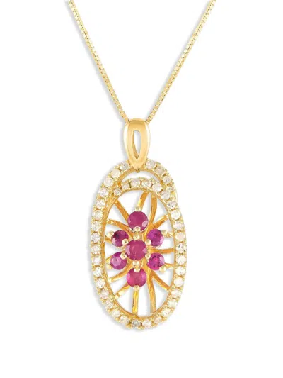 LB EXCLUSIVE 14K YELLOW GOLD DIAMOND AND RUBY NECKLACE