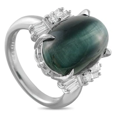 LB EXCLUSIVE PLATINUM 0.52CT DIAMOND AND CATS EYE RING MF32-110425