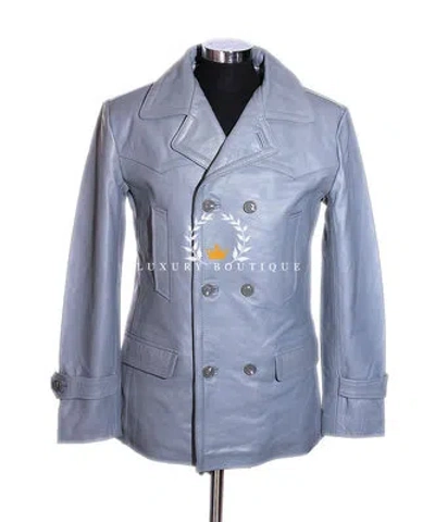 L.B HERREN KRIEGSMARINE GRAU DEUTSCH U-BOOT SEEMANNSJACKE RINDSLEDER DECK JACKE