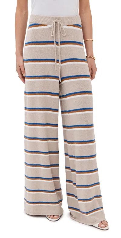 LE BOP STRIPED WIDE LEG PANTS BEIGE STRIPE