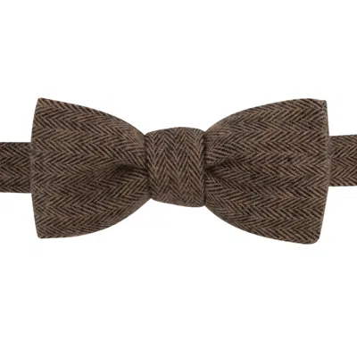 LE COLONEL MEN'S BROWN BRONZE HERRINGBONE BOW TIE