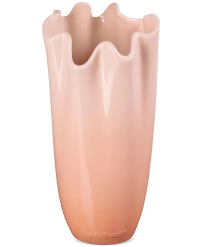 LE CREUSET STONEWARE IRIS COLLECTION RUFFLE VASE, 12"H