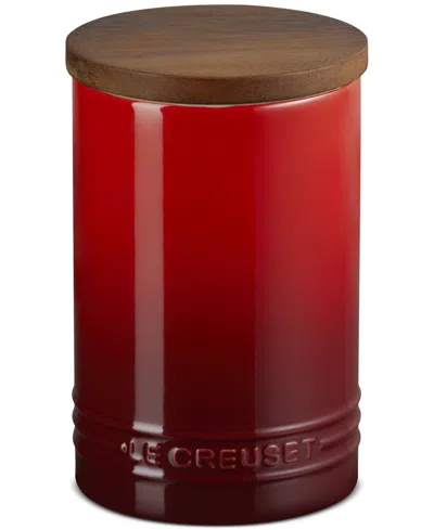 LE CREUSET STONEWARE SIGNATURE CANISTER WITH WOOD LID, 26-OZ.