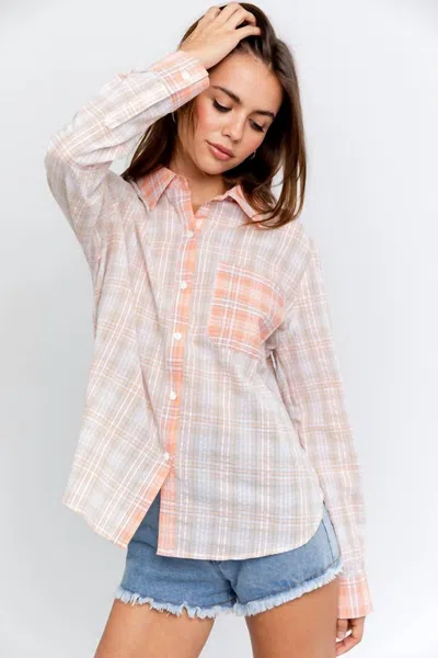 LE LIS TODAY'S THE DAY BUTTON UP TOP IN PAPAYA