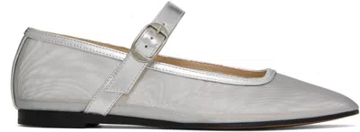LE MONDE BERYL SILVER MESH MARY JANE BALLERINA FLATS