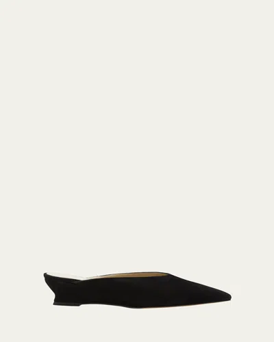 LE MONDE BERYL SUEDE MICRO-WEDGE BALLERINA MULES