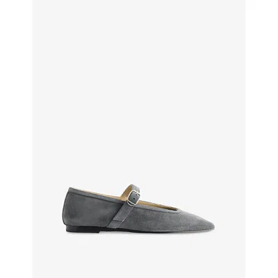 LE MONDE BERYL WOMENS GREY/DARK BALLET MARY JANE LEATHER FLATS EUR 39 / 6 UK