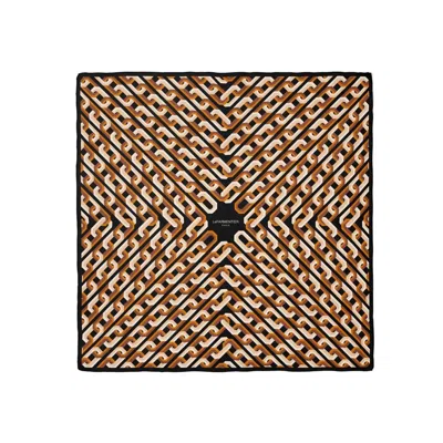 LE PARMENTIER WOMEN'S CHAIN MOTIF SILK SQUARE SCARF - BLACK