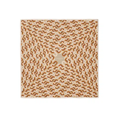 LE PARMENTIER WOMEN'S NEUTRALS CHAIN MOTIF SILK SQUARE SCARF - BEIGE