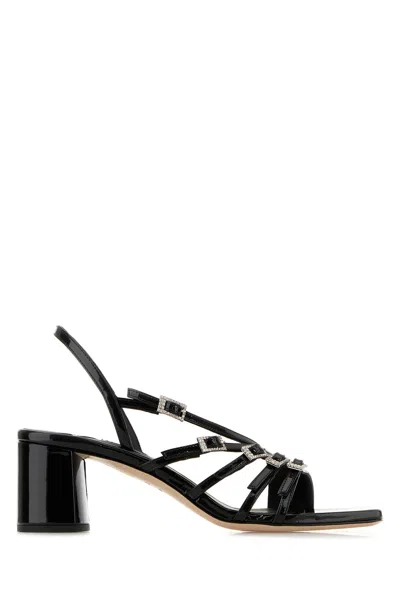 LE SILLA BLACK LEATHER SCARLET KABIR SANDALS