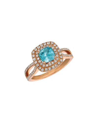 LE VIAN LE VIAN® 14K STRAWBERRY GOLD 1.76 CT. TW. DIAMOND & BLUE ZIRCON RING