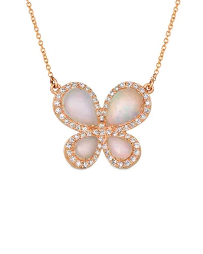 LE VIAN LE VIAN® 14K STRAWBERRY GOLD 2.31 CT. TW. DIAMOND & OPAL NECKLACE