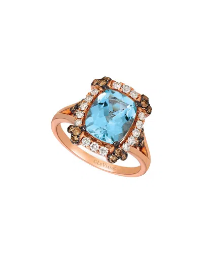 LE VIAN LE VIAN® 14K STRAWBERRY GOLD 2.78 CT. TW. DIAMOND & AQUAMARINE RING