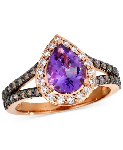 LE VIAN AMETHYST (1-1/5 CT. T.W.), NUDE DIAMOND (1/4 CT. T.W.) & CHOCOLATE DIAMOND (3/8 CT. T.W.) PEAR-SHAPE