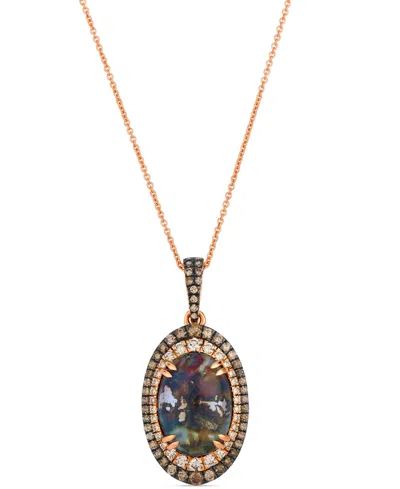 LE VIAN AQUADITE (4 CT. T.W.) NUDE DIAMOND (1/3 CT. T.W.) & CHOCOLATE DIAMOND (3/8 CT. T.W.) PENDANT NECKLAC